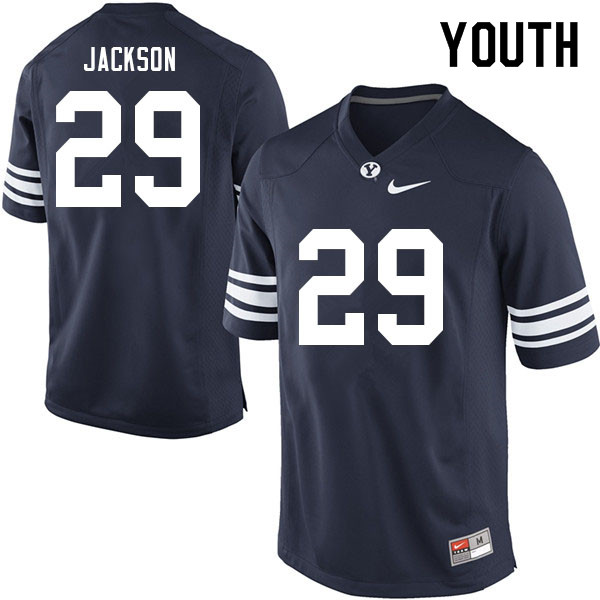 Youth #29 Chris Jackson BYU Cougars College Football Jerseys Sale-Navy